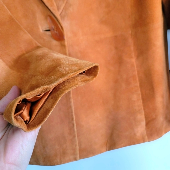 Vintage LAURA ASHLEY Burnt Orange Suede Lightweight Jacket/blazer Sz M - Picture 5 of 10